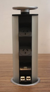 EVOline Benchtop Pop-up Power Tower - 2x Power, 2x Data, 1x USB PC Connection